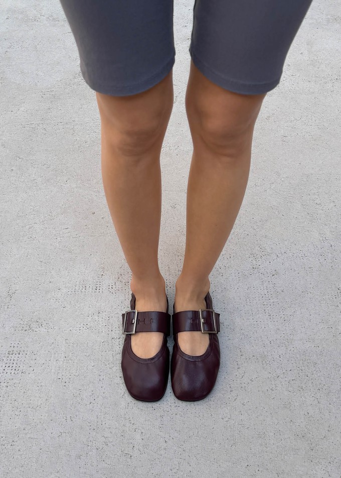 Sarea Burgundy Leather Ballet Flats from Alohas