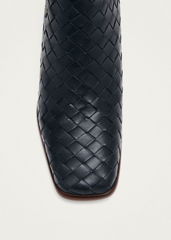 West Braided Black Leather Ankle Boots from Alohas