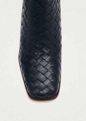 West Braided Black Leather Ankle Boots from Alohas