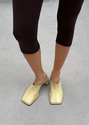 Lex Butter Yellow Leather Mules from Alohas