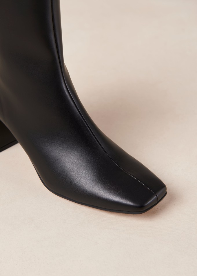 Watercolor Black Vegan Leather Ankle Boots from Alohas