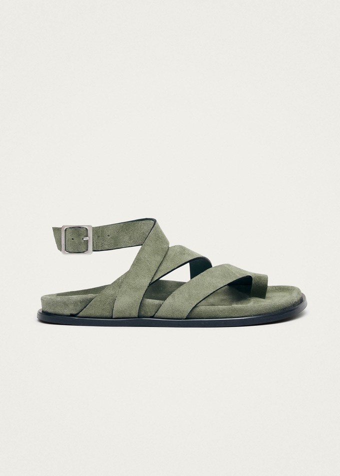 Tide Suede Green Leather Sandals from Alohas