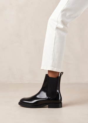 Lanz Black Leather Ankle Boots from Alohas