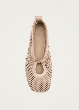 Rosalind Mesh Beige Leather Ballet Flats from Alohas