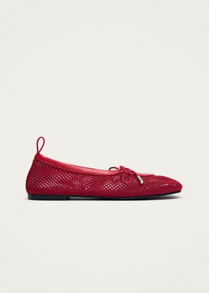 Rosalind Mesh Red Leather Ballet Flats from Alohas