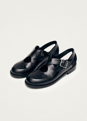 Marion Black Leather Ballet Flats from Alohas