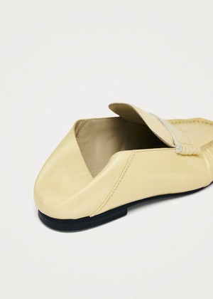 Aven Mule Patent Pale Yellow Leather Loafers from Alohas