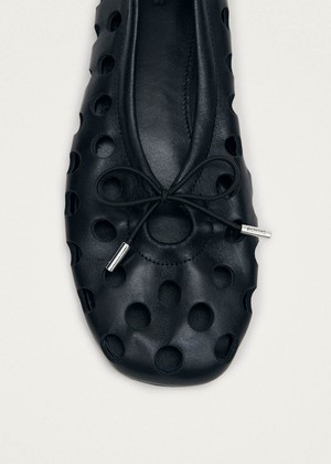 Rosalind Cut Out Black Leather Ballet Flats from Alohas