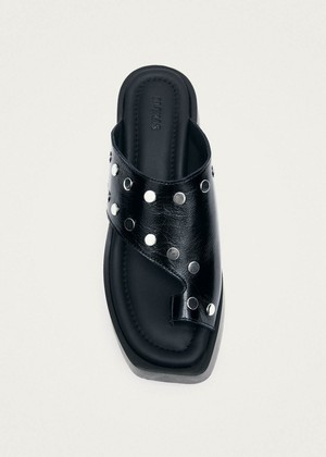 Nova Studs Black Leather Sandals from Alohas