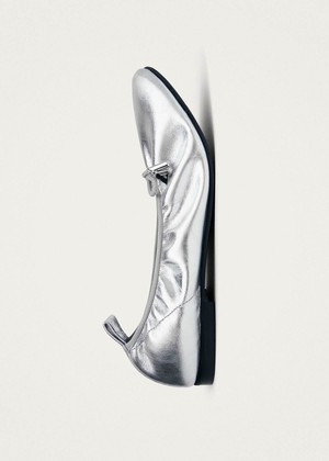 Elena Shimmer Silver Leather Ballet Flats from Alohas