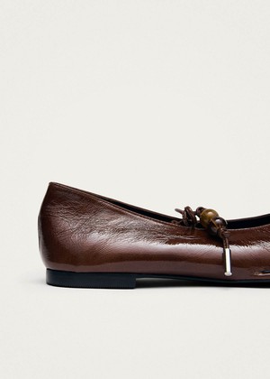 Sway Beads Rift Brown Leather Ballet Flats from Alohas