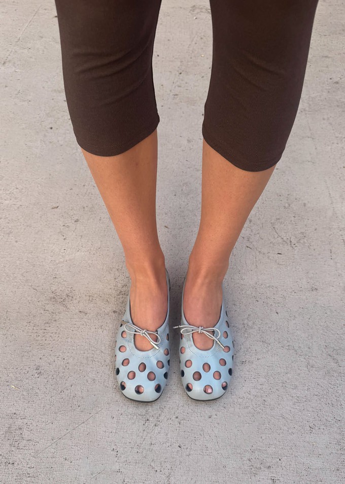 Rosalind Cut Out Blue Leather Ballet Flats from Alohas