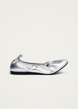 Elena Shimmer Silver Leather Ballet Flats from Alohas