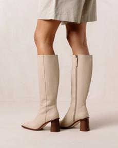 East Stone Beige Leather Boots from Alohas