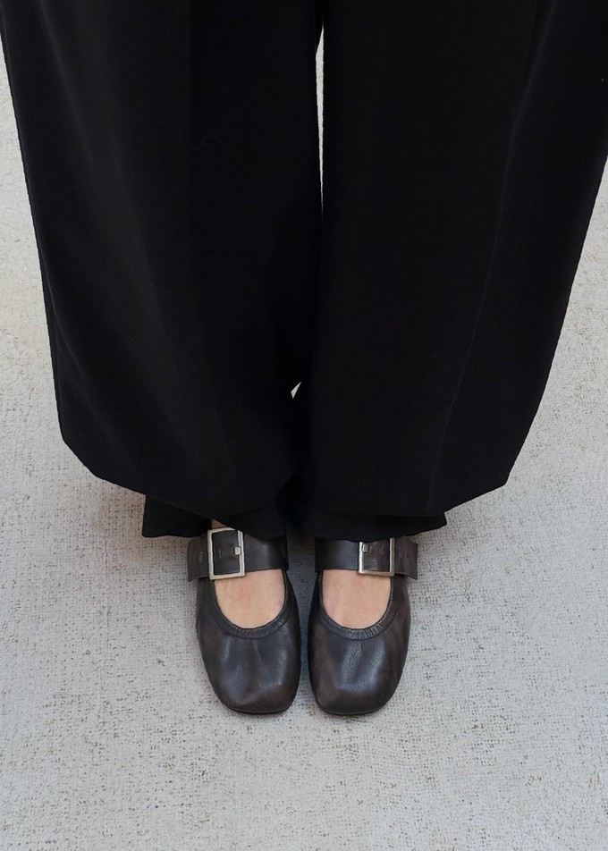 Sarea Vintage Effect Brown Leather Ballet Flats from Alohas