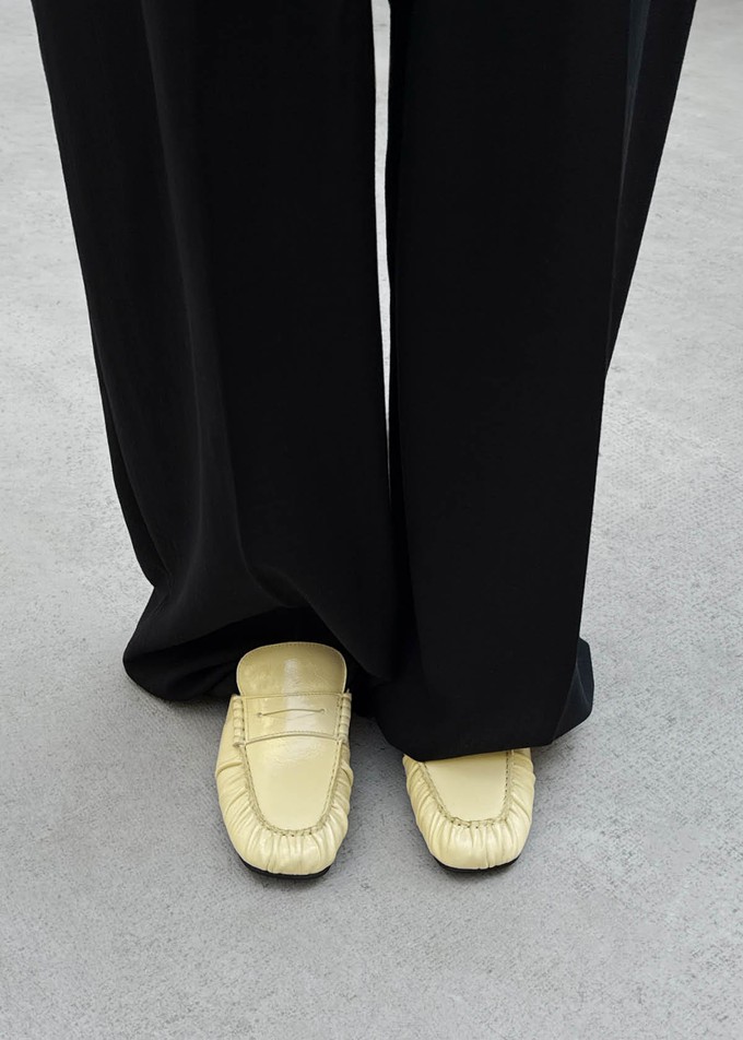 Aven Mule Patent Pale Yellow Leather Loafers from Alohas
