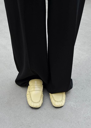 Aven Mule Patent Pale Yellow Leather Loafers from Alohas