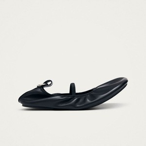 Naira Barefoot Black Leather Ballet Flats from Alohas