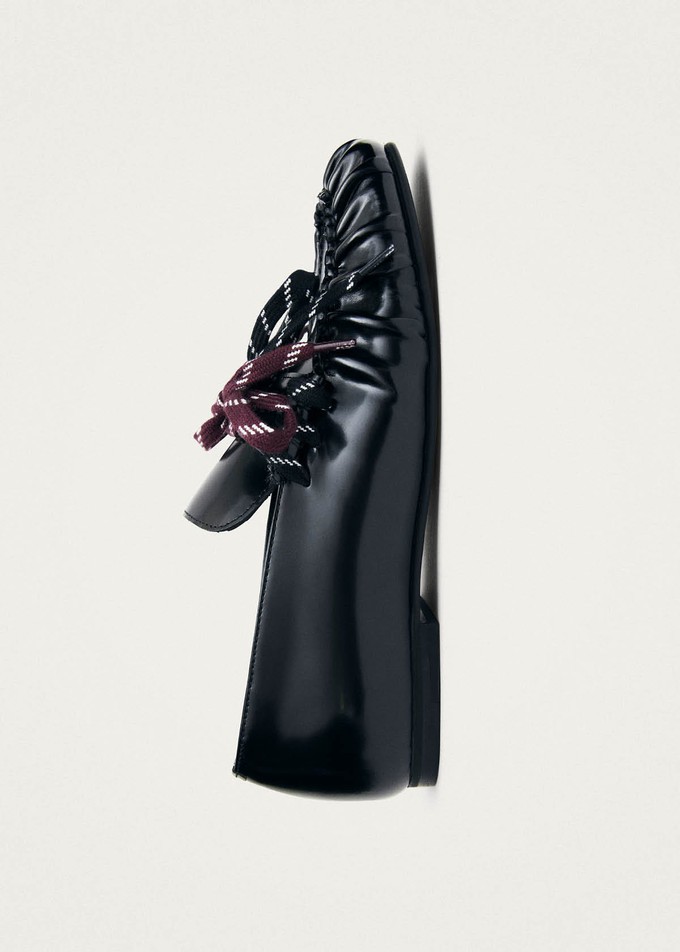 Aven Lace Black Leather Loafers from Alohas