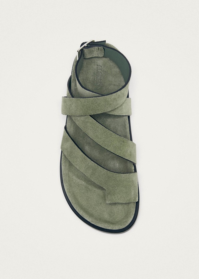 Tide Suede Green Leather Sandals from Alohas