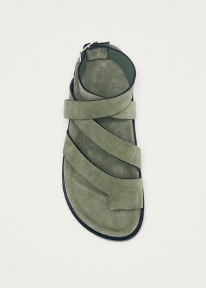 Tide Suede Green Leather Sandals from Alohas