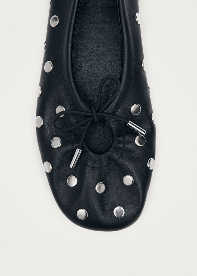 Rosalind All Studs Black Leather Ballet Flats from Alohas