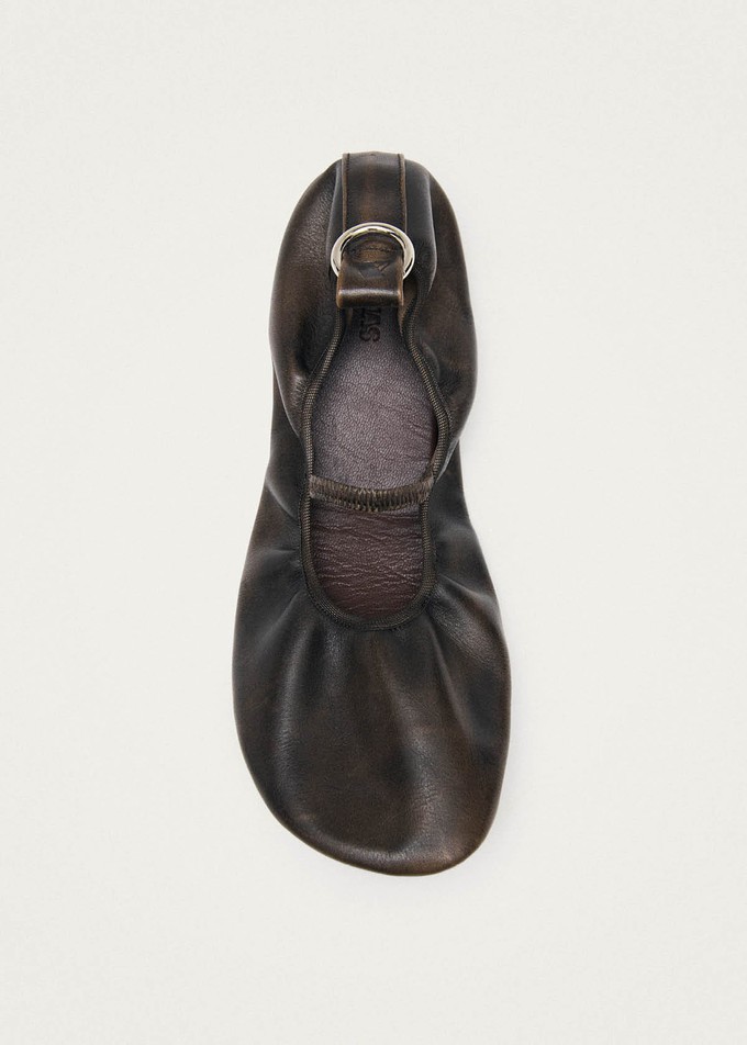 Naira Barefoot Vintage Effect Brown Leather Ballet Flats from Alohas
