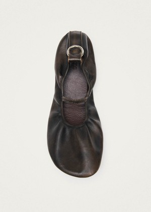 Naira Barefoot Vintage Effect Brown Leather Ballet Flats from Alohas