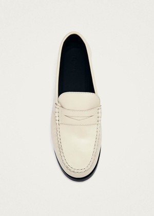 Rivet Cream Leather Loafers from Alohas