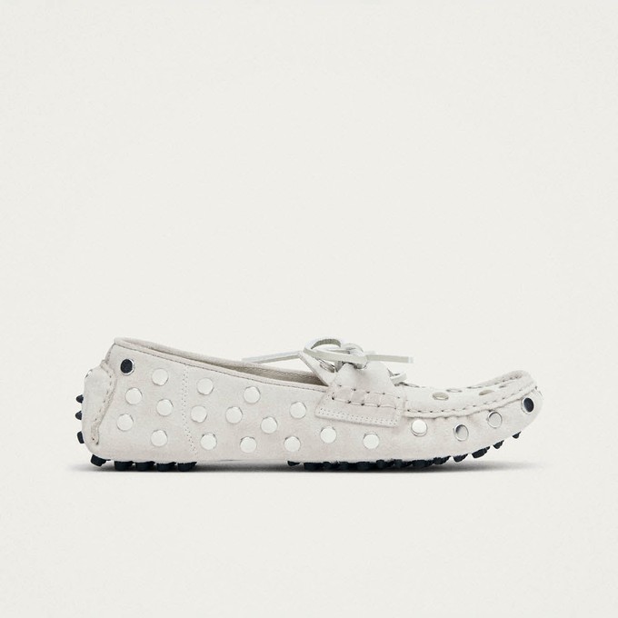 Calum Suede Cream Leather Loafers from Alohas
