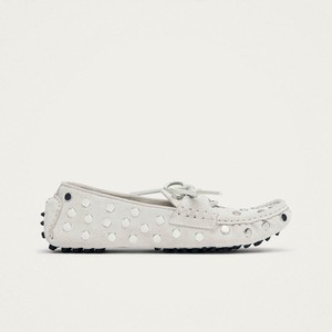 Calum Suede Cream Leather Loafers from Alohas