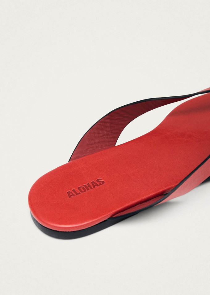 Ola Rift Red Leather Sandals from Alohas