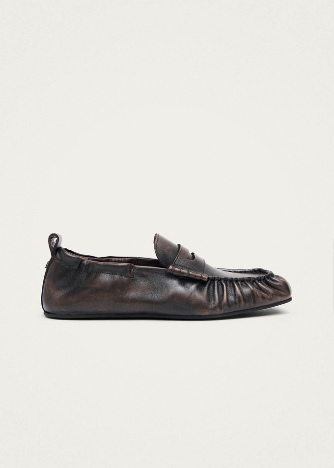 Sage Vintage Effect Brown Leather Loafers from Alohas
