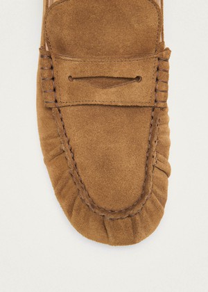 Aven Mule Suede Tan Leather Loafers from Alohas