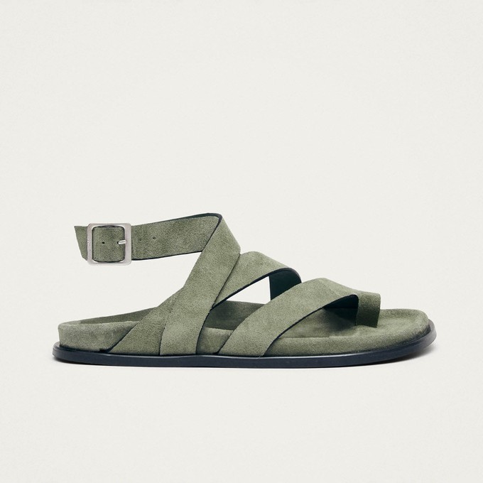 Tide Suede Green Leather Sandals from Alohas