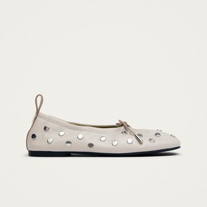 Rosalind All Studs Cream Leather Ballet Flats from Alohas