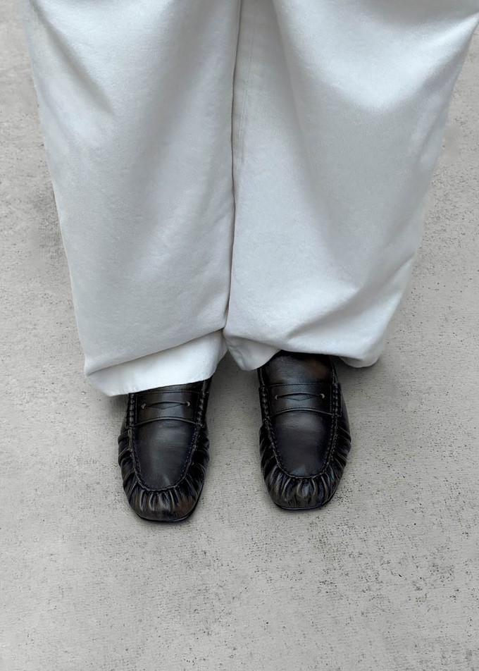 Aven Vintage Effect Brown Leather Loafers from Alohas