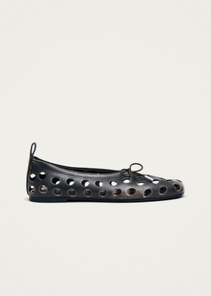 Rosalind Cut Out Vintage Effect Brown Leather Ballet Flats from Alohas