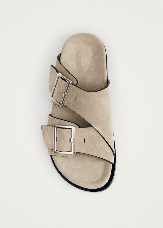 Alba Suede Beige Leather Sandals from Alohas