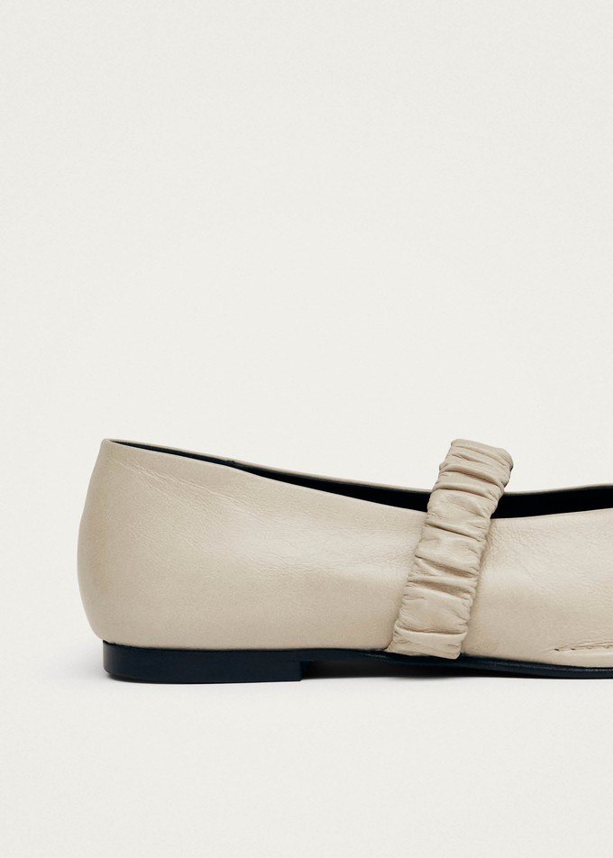 Lautan Cream Leather Ballet Flats from Alohas