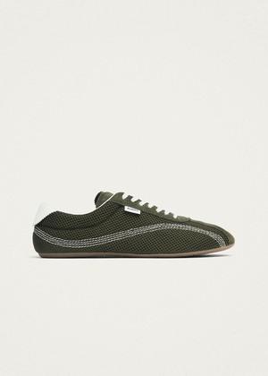 Tb.267 Welle Mesh Olive Green Leather Sneakers from Alohas