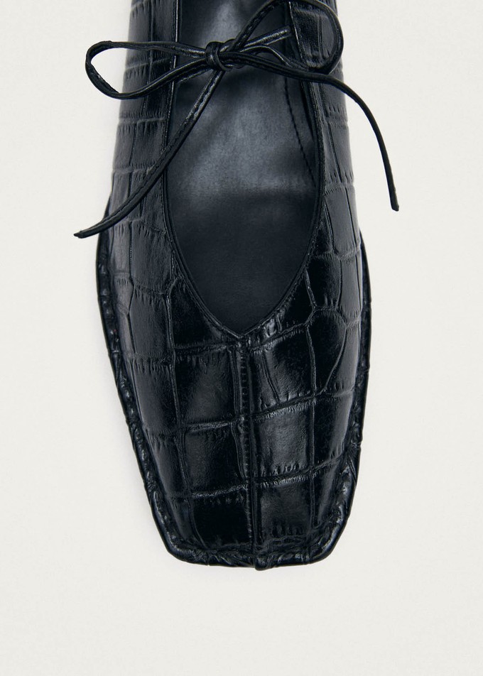 Sway Croco Black Leather Ballet Flats from Alohas