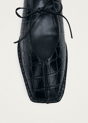 Sway Croco Black Leather Ballet Flats from Alohas