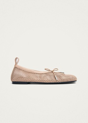 Rosalind Mesh Beige Leather Ballet Flats from Alohas