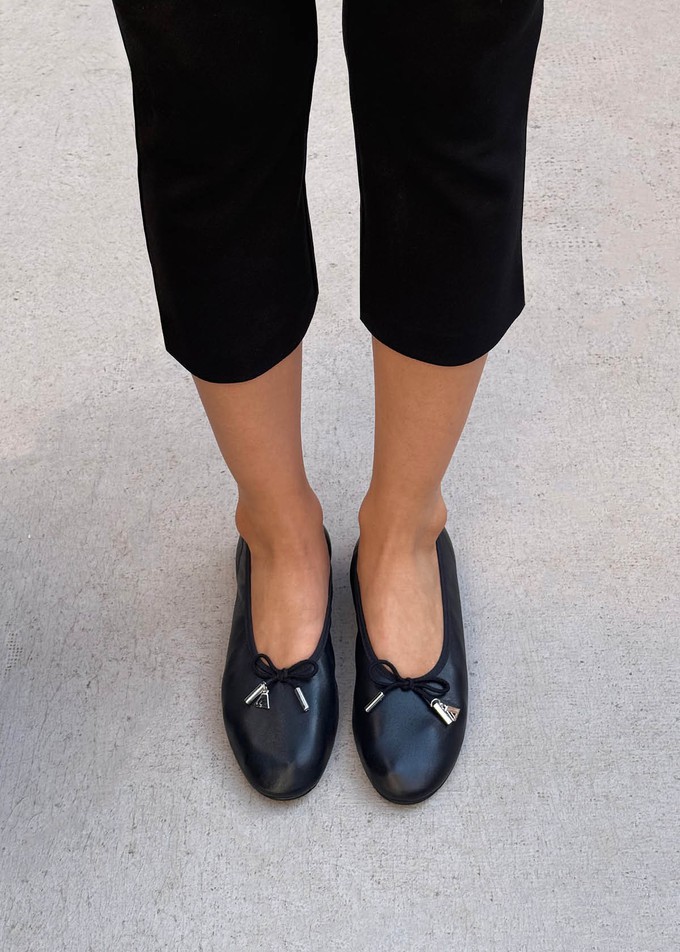 Elena Black Leather Ballet Flats from Alohas