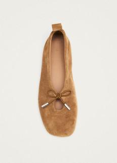 Rosalind Suede Tan Leather Ballet Flats via Alohas