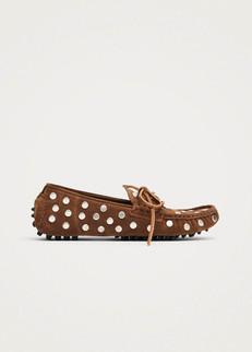 Calum Suede Cognac Leather Loafers via Alohas