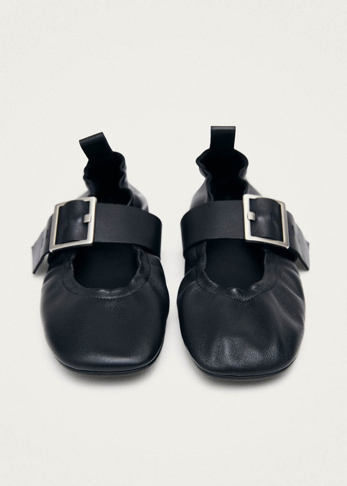 Sarea Black Leather Ballet Flats from Alohas