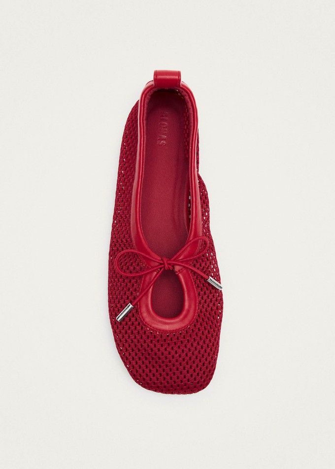 Rosalind Mesh Red Leather Ballet Flats from Alohas