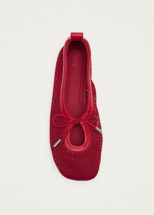 Rosalind Mesh Red Leather Ballet Flats from Alohas